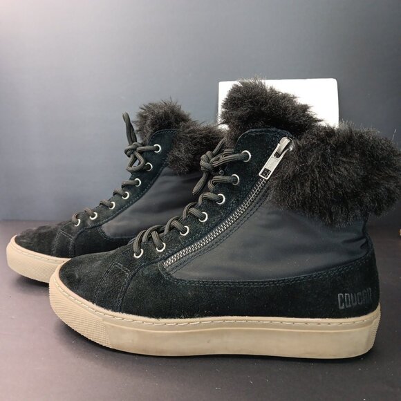 Sz 7.5 Cougar Dubliner Storm Black Suede High Top Sneaker Fur Lined READ VN - Picture 3 of 14